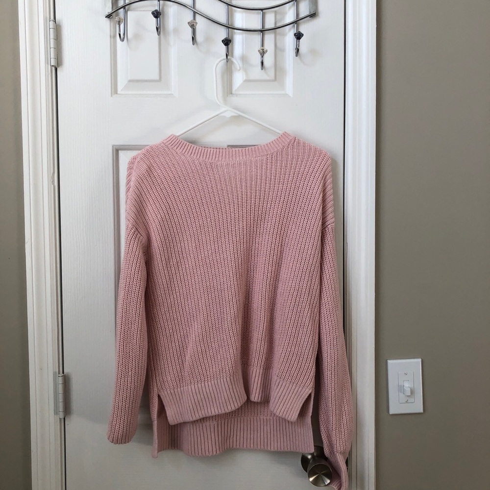 Time and Tru Pink Knit Sweater with Thumb Holes